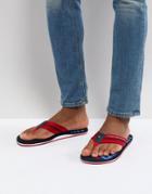 Tommy Hilfiger Bold Stripe Logo Webbing Flip Flops In Red - Red