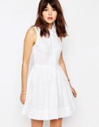 Asos Mini Broderie Shirt Dress - White