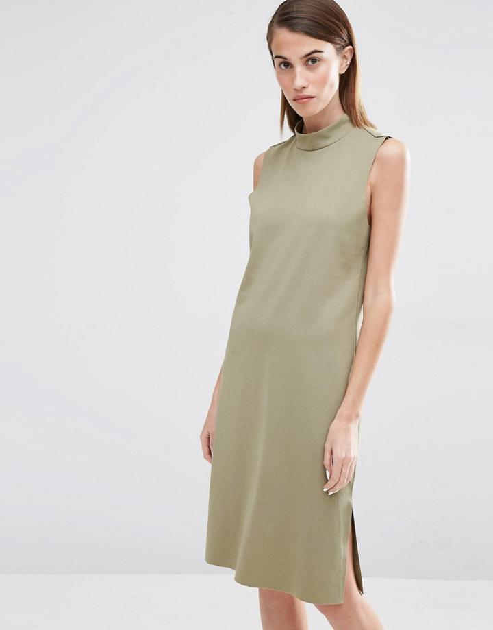 Selected Coda High Neck Shift Dress - Aloe