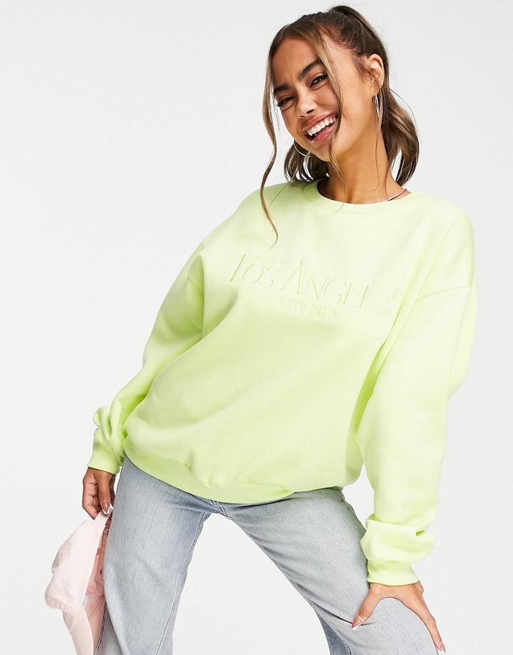 Stradivarius La Oversized Sweatshirt In Lemon-yellow