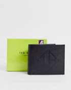 Ted Baker Meoe Embossed Logo Leather Bi-fold Wallet In Black - Black