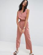 Asos Minimal Jumpsuit With Waist Detail - Multi