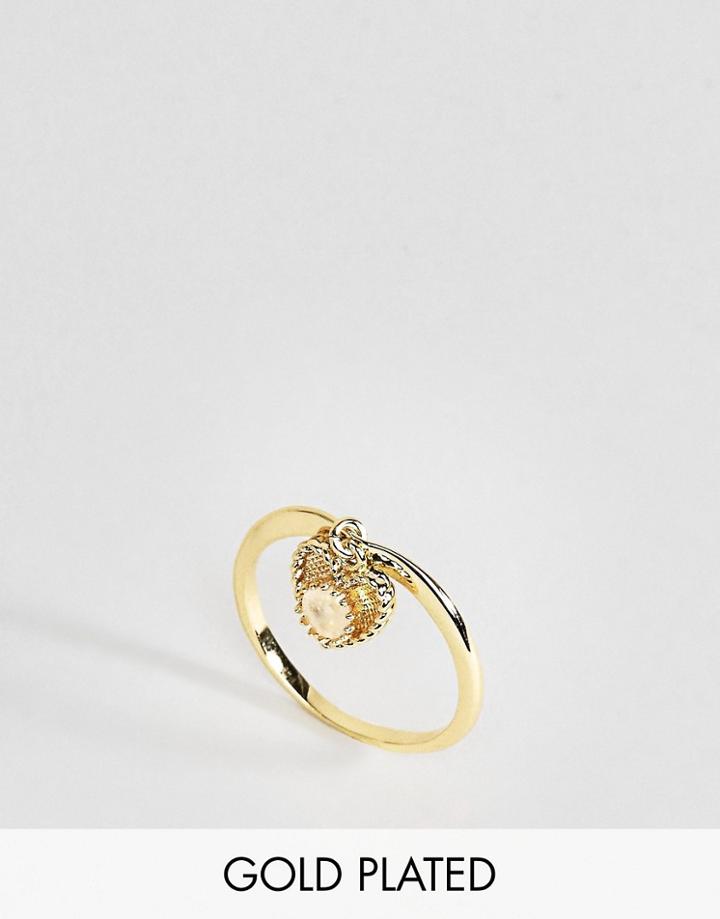 Rock N Rose June Semi Precious Moonstone Birthstone Ring - Gold