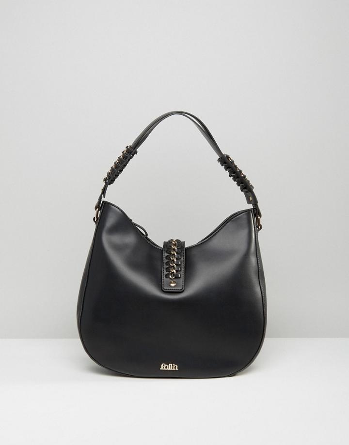 Faith Simple Hobo Bag With Chain Detail - Black