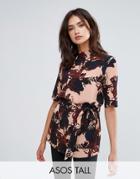 Y.a.s Tall Tulip High Neck Top With Obi Belt Detail - Pink