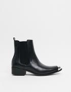 Truffle Collection Western Chelsea Boots In Black With Toe Cap