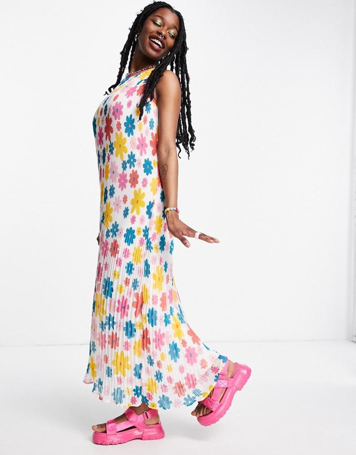 Native Youth Maxi Dress In Vintage Floral Plisse-multi