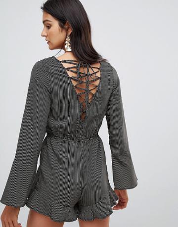 Lunik Stripe Romper - Black