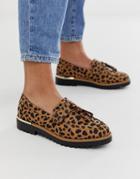 New Look Chunky Loafer In Animal Print - Stone
