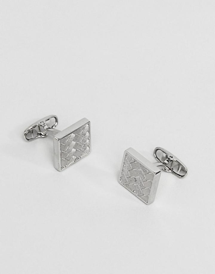 Tommy Hilfiger Basket Weave Cufflinks In Silver - Silver