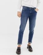 Asos Design Stretch Slim Jeans In Mid Wash - Blue