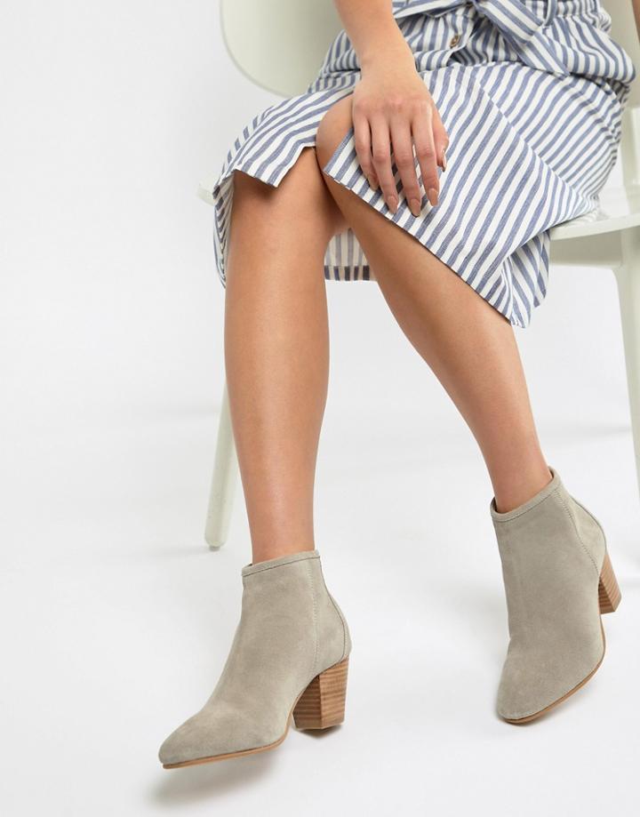 Asos Design Runaway Suede Ankle Boots - Beige