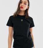 Asos Design Tall T-shirt With Triangle Logo In Metallic Embroidery - Black