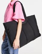 Asos Weekend Collective Oversized Padded Nylon Tote In Black