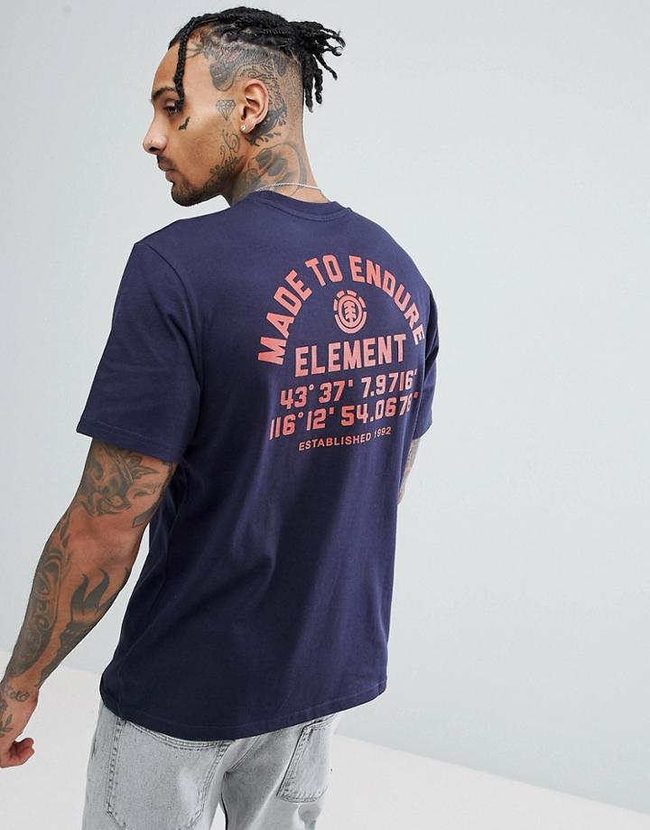 Element Hub T-shirt With Back Print - Navy