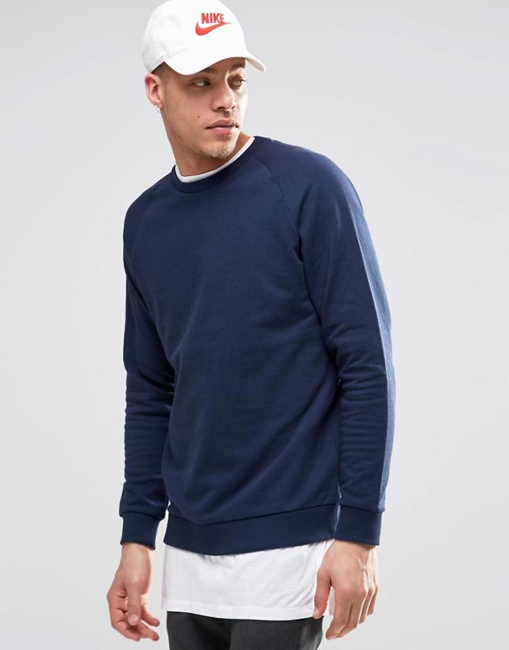 Weekday Paris Neps Crew Sweatshirt Multi Slub In Dark Blue - Blue