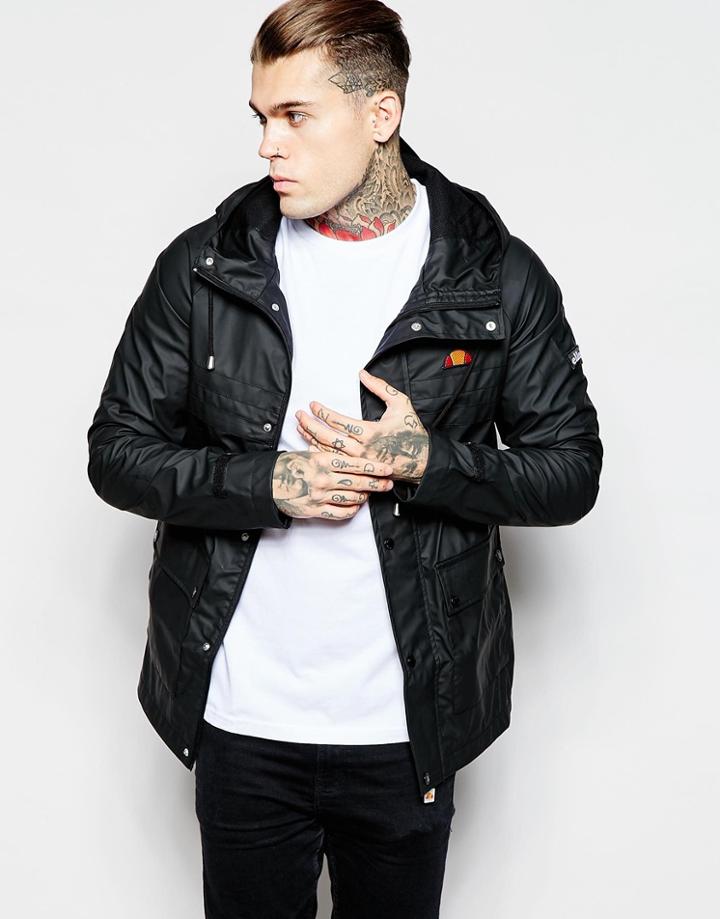 Ellesse Coated Jacket With Hood - Black