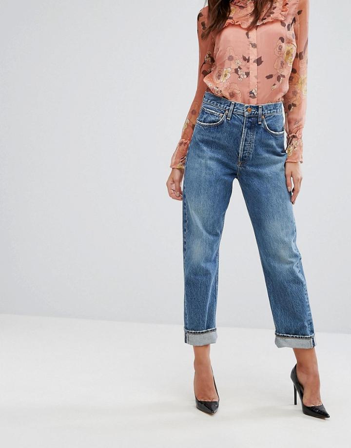 A-gold-e 90s Mid Rise Loose Fit Jean - Blue