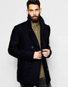 Gloverall Peacoat In Wool - Navy