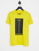 Armani Exchange T-shirt With Embossed Block Logo In Yellow