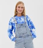 Monki Short Denim Overalls In Light Blue Wash