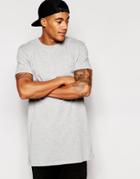 Asos Super Longline T-shirt With Crew Neck In Gray Marl - Gray Marl
