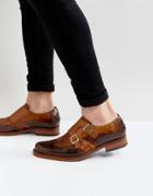 Jeffery West Cordioni Mixed Leather Brogue Monk Shoes In Tan - Tan
