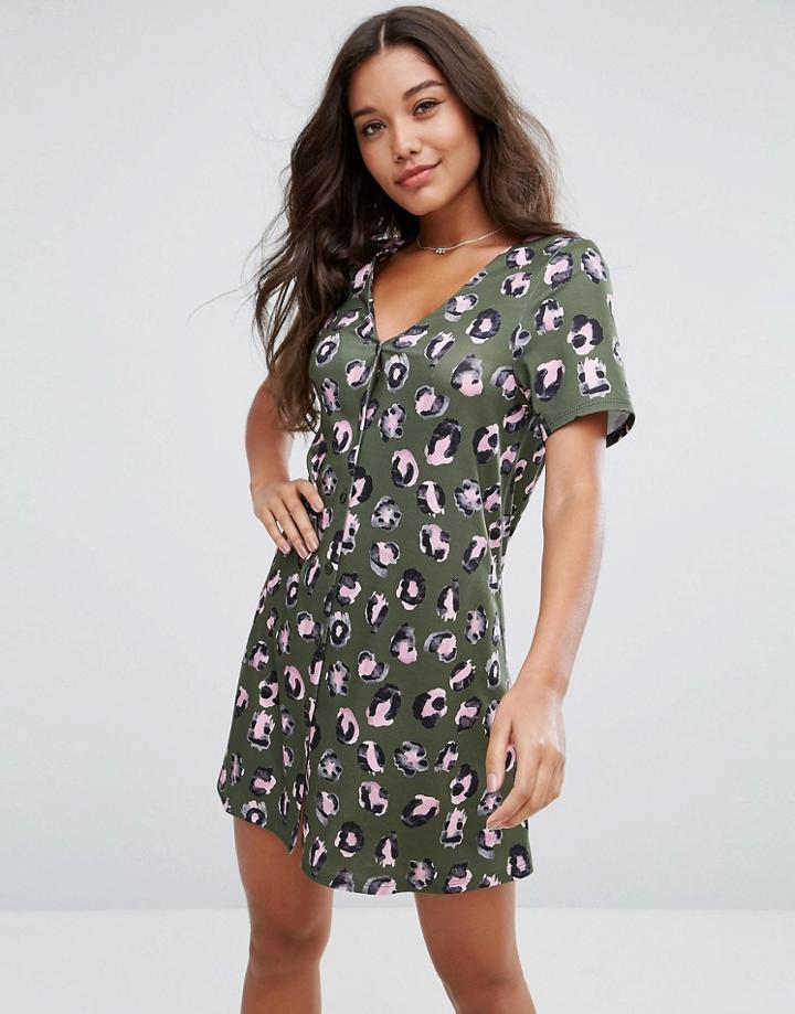 Asos Chuck On Dress In Leopard Print - Multi