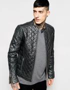 Goosecraft Leather Biker Jacket With Quilting - Antracite