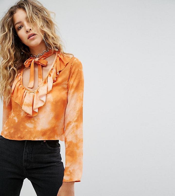 Milk It Vintage V Neck Top With Neck Tie - Multi