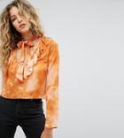 Milk It Vintage V Neck Top With Neck Tie - Multi