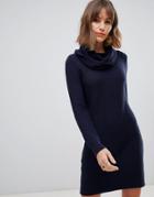 Esprit Cowel Neck Textured Knit Dress In Navy - Navy