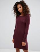 Esprit Knitted Ribbed Dress - Red