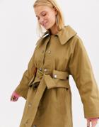 Asos White Bonded Trench Coat-cream