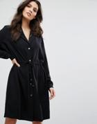 Y.a.s Loose Button Up Dress - Black