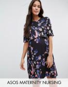 Asos Maternity Nursing Floral Double Layer Dress - Multi