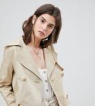 River Island Double Breasted Cropped Trench Coat - Beige