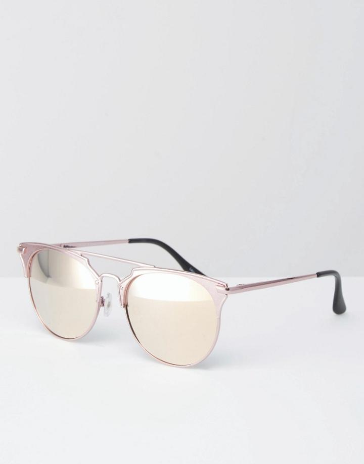 Quay Australia X Chrisspy Gemini Metal Cat Eye Sunglasses With Pink Flat Mirror Lens - Gold