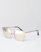 Quay Australia X Chrisspy Gemini Metal Cat Eye Sunglasses With Pink Flat Mirror Lens - Gold