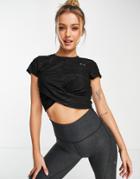 Puma Studio Yoga Cropped Twist T-shirt In Black