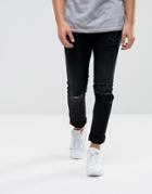 Dml Jeans Skinny Jeans With Rips In Washed Black - Black