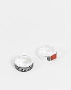 The Status Syndicate Two Pack Rings In Silver