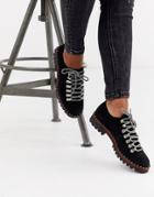 Asos Design Midnight Hiker Flat Shoes In Black