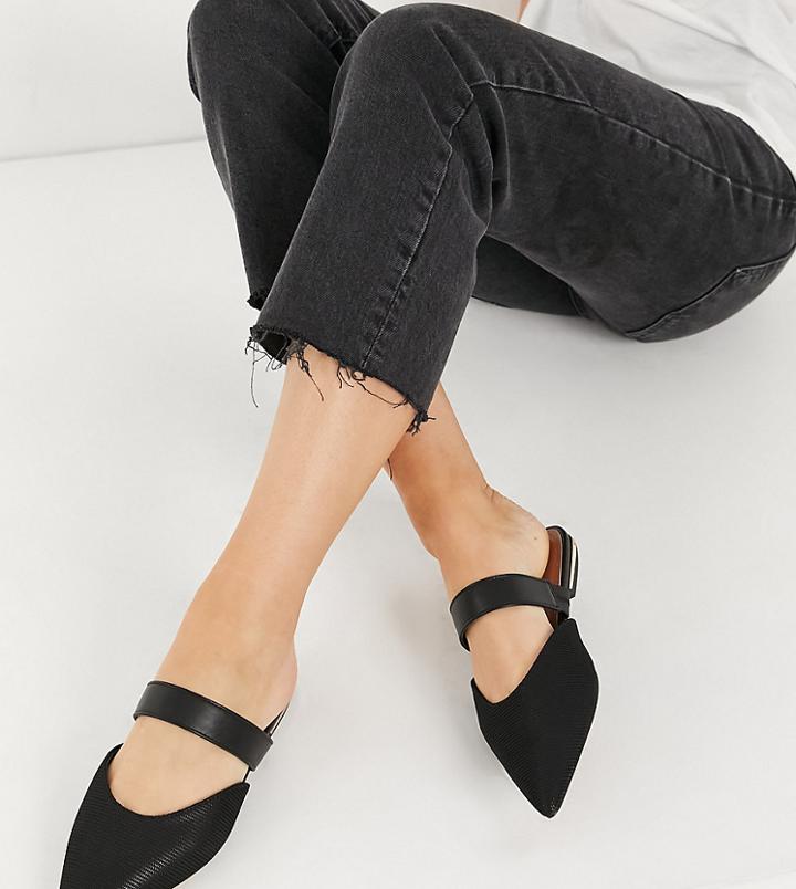 Asos Design Wide Fit Levy Mules In Black