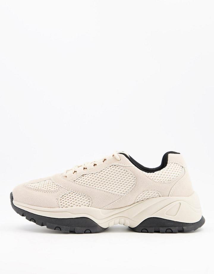 Asos Design Multi Panel Sneakers In Stone Mix-neutral