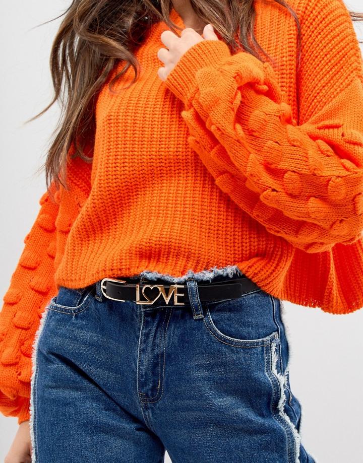 Asos Love Slogan Waist And Hip Belt - Black