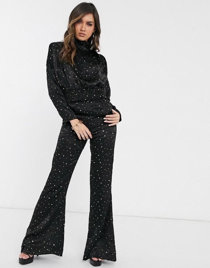 Koco & K High Waist Pants Two-piece In Gold Star Print