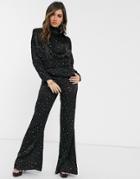 Koco & K High Waist Pants Two-piece In Gold Star Print