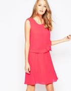 Y.a.s Calvin Dress With Ruffle Waist - Red