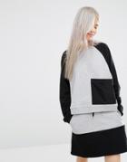 Monki Color Block Sweatshirt - Gray